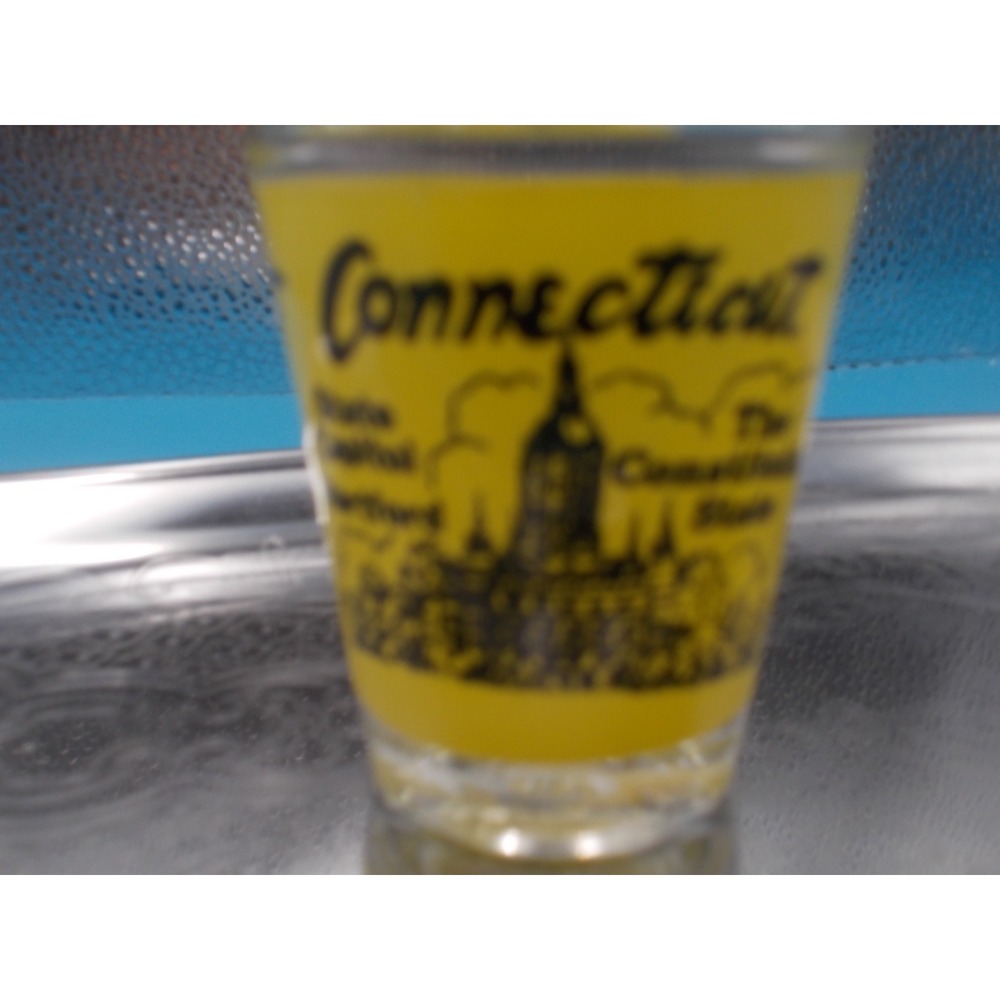 Vintage Connecticut Souvenir Shot Glass Constitution State Hartford Mystic